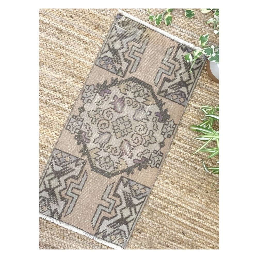 Vintage Decor Boho Turkish Wool Mini 2x3 Rug Faded